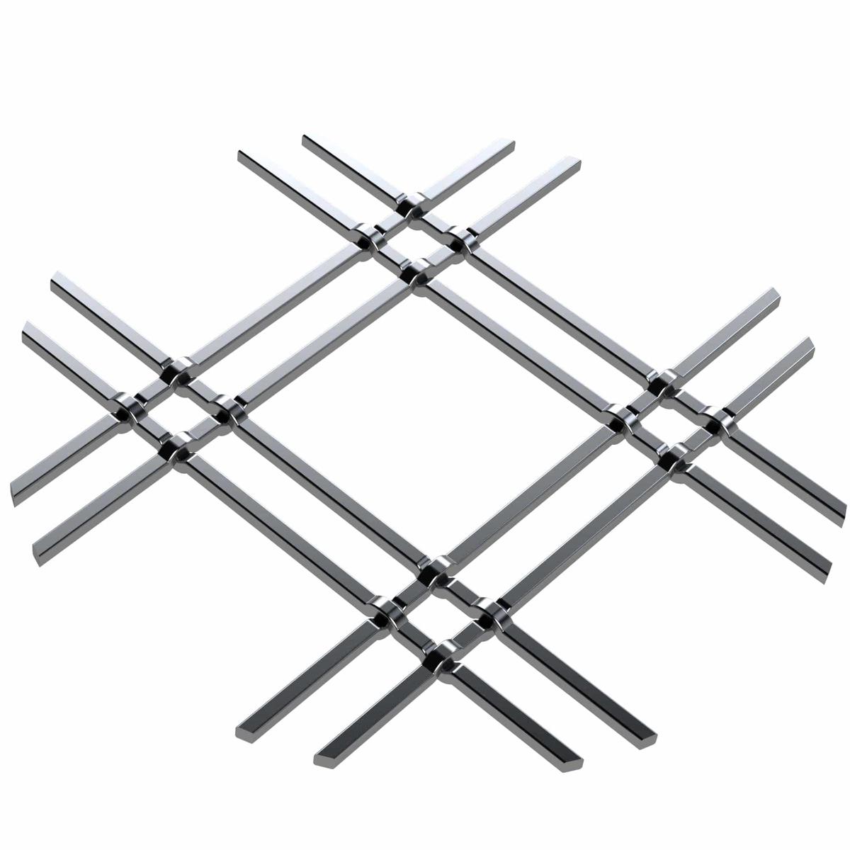 1 Flat Double Diamond Decorative Grille - Satin Nickel 36 W x 48 L Sheet
