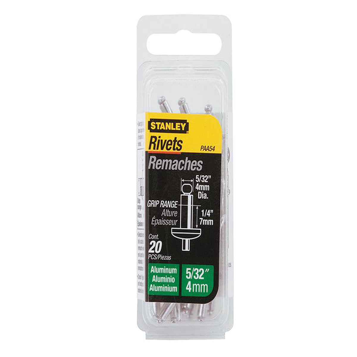 1-PAA54 Aluminium Rivets Medium 4 x 7mm Pack of 20