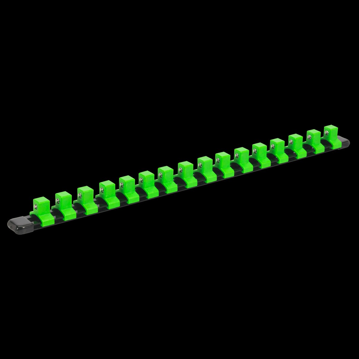 Sealey AK27054HV Socket Retaining Rail with 16 Clips 12Sq Drive - Hi-Vis Green