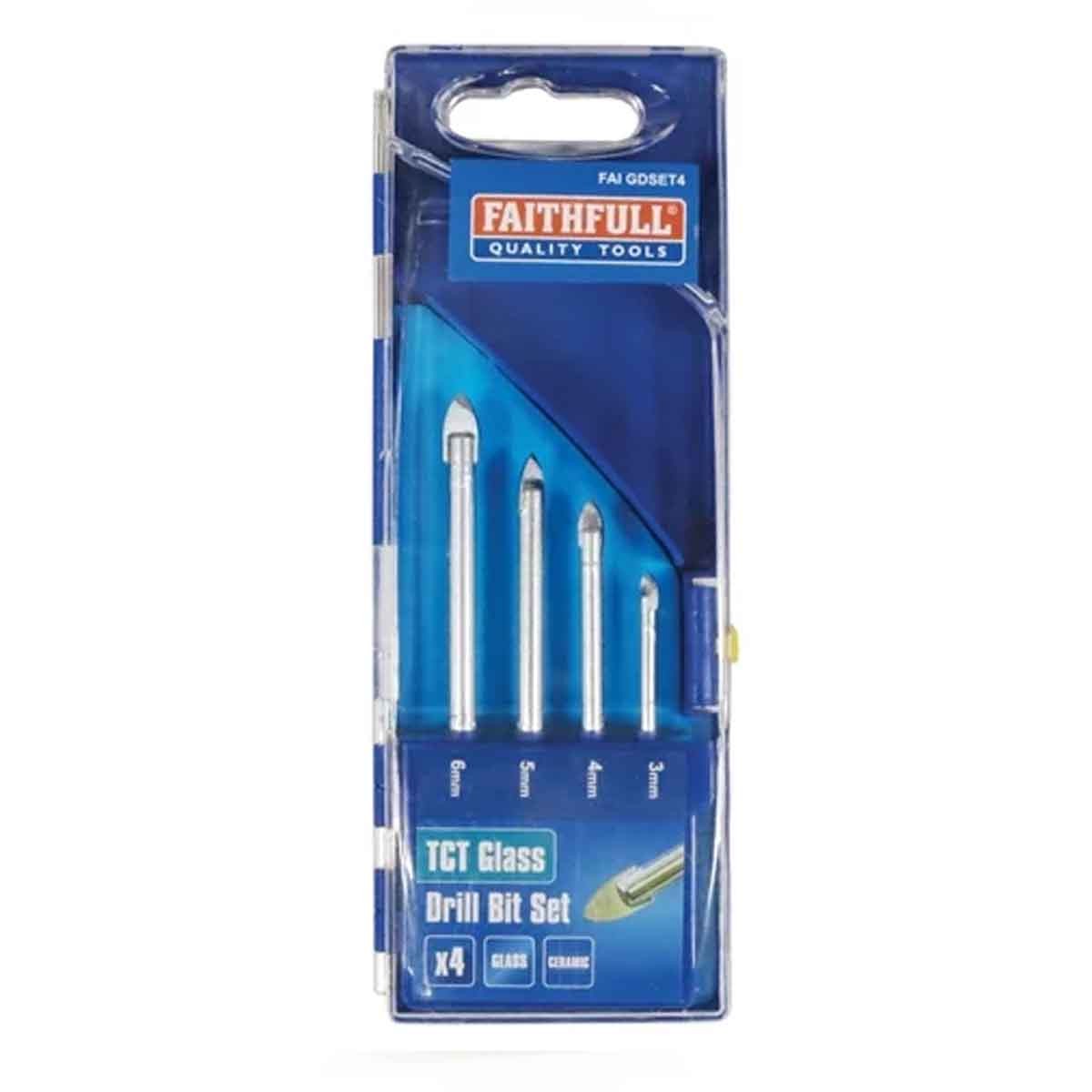 Faithfull FAIGDSET4 Tile Glass Drill Bit Set 3-6mm (4 Pieces)