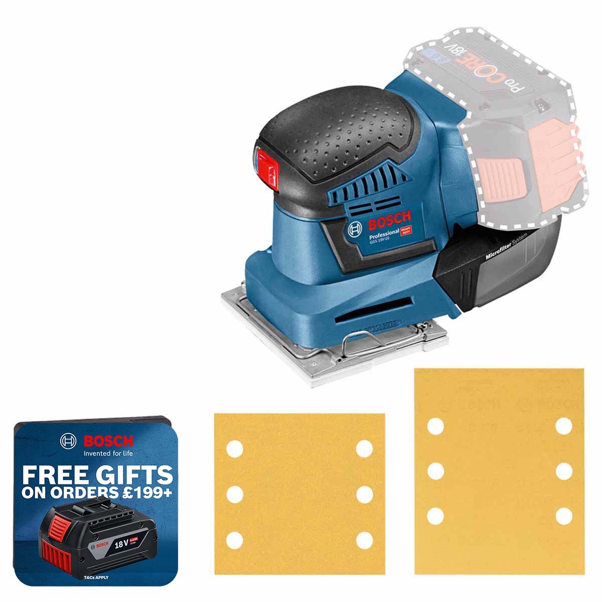 Bosch 06019D0200 GSS 18V-10 Orbital Sander (Body Only)